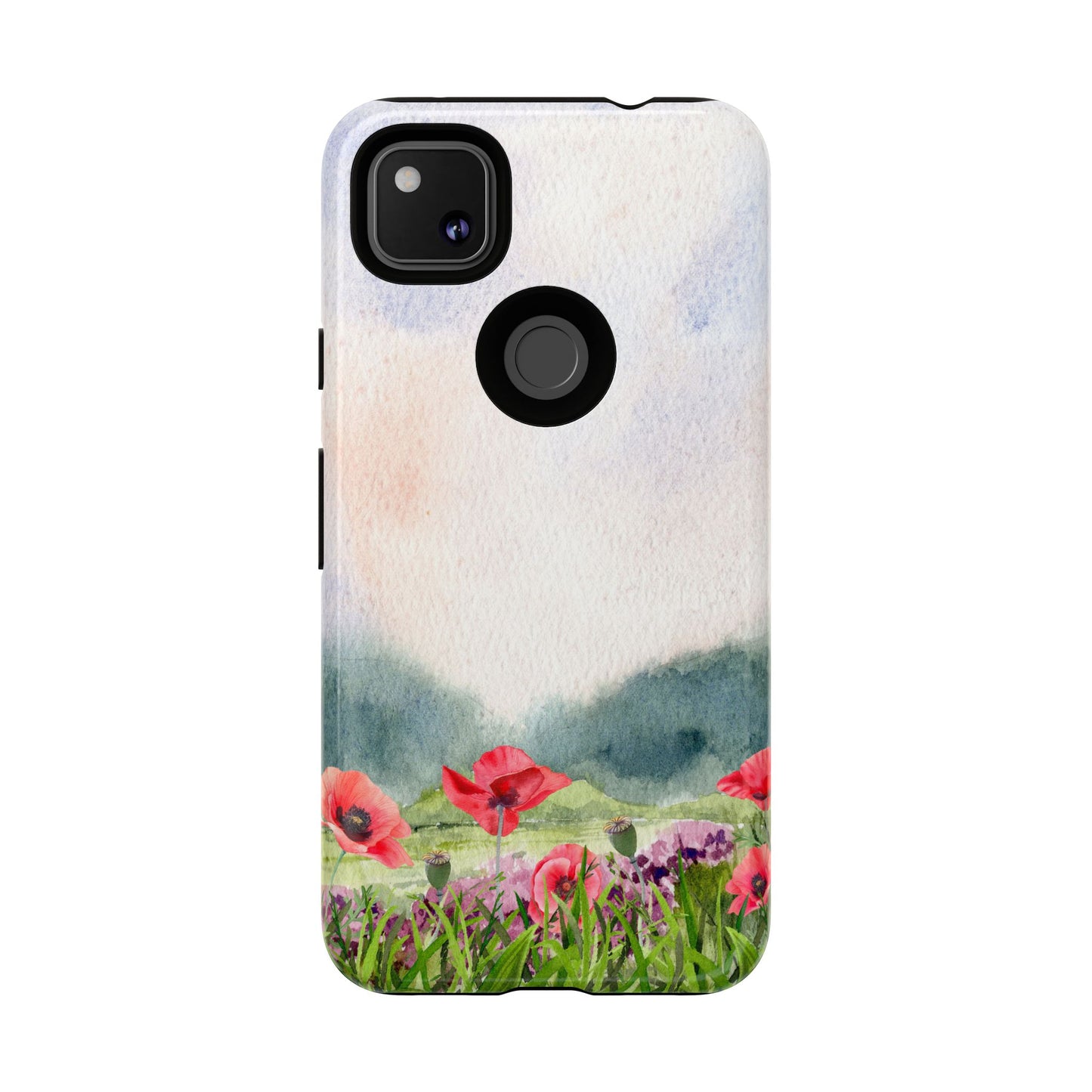 Floral Tough Phone Case – Watercolor Poppy Design for Nature Lovers