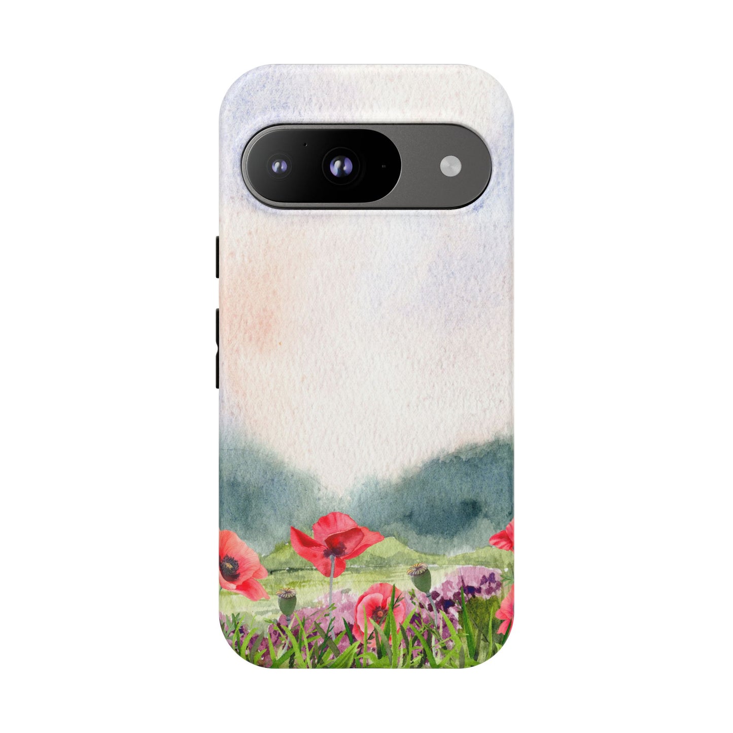 Floral Tough Phone Case – Watercolor Poppy Design for Nature Lovers