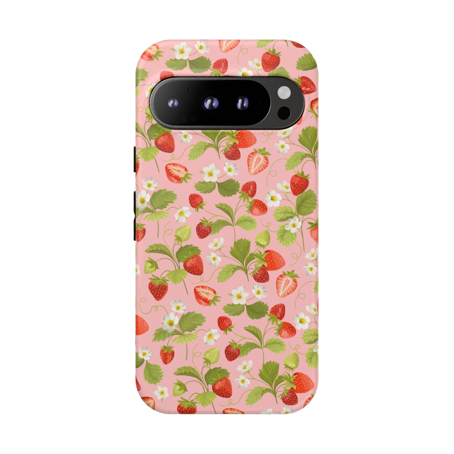 Strawberry Floral Tough Case - Cute Berry Pattern Phone Cover