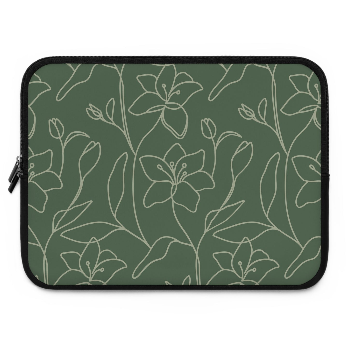 Floral Laptop Sleeve - Elegant Green Design for Stylish Protection