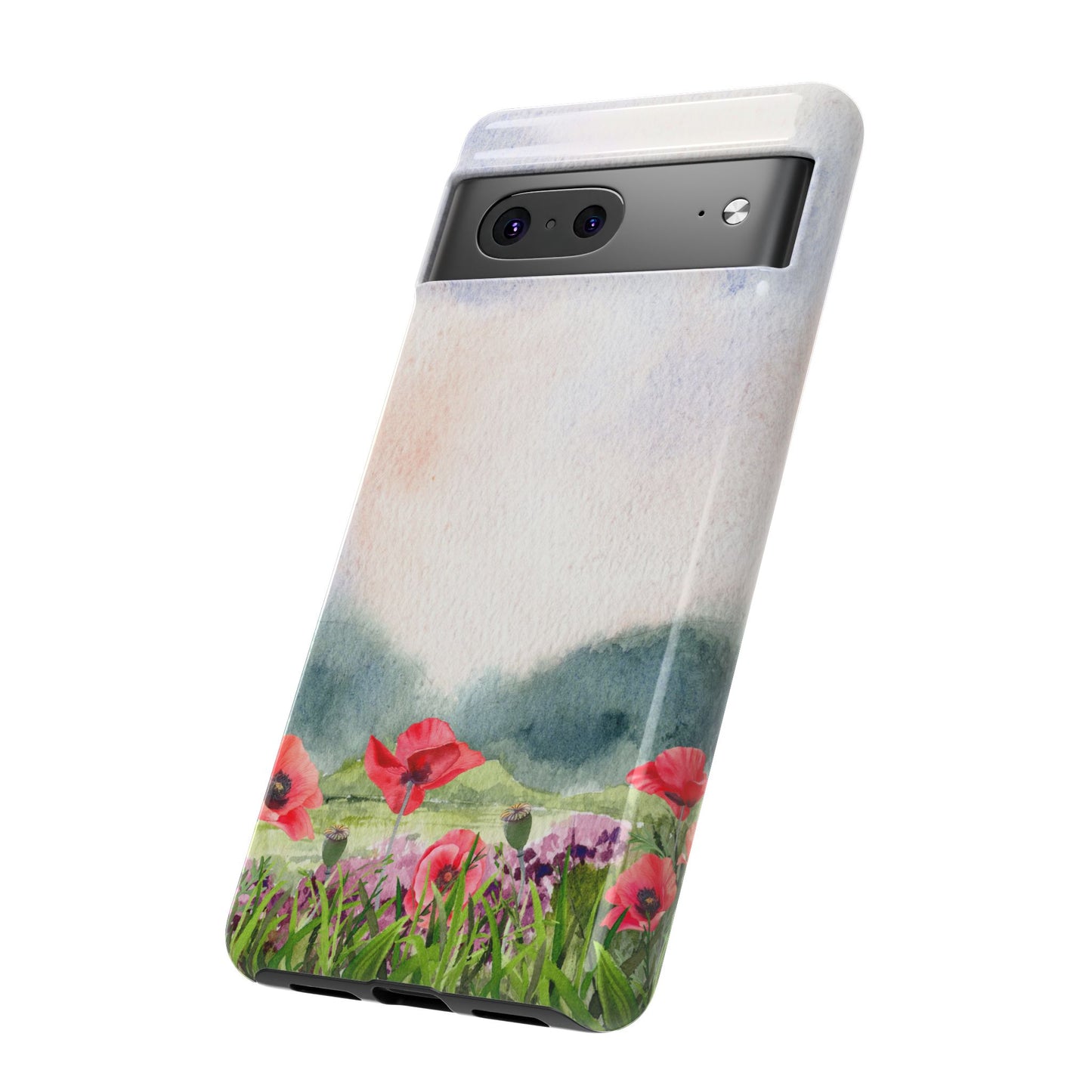 Floral Tough Phone Case – Watercolor Poppy Design for Nature Lovers