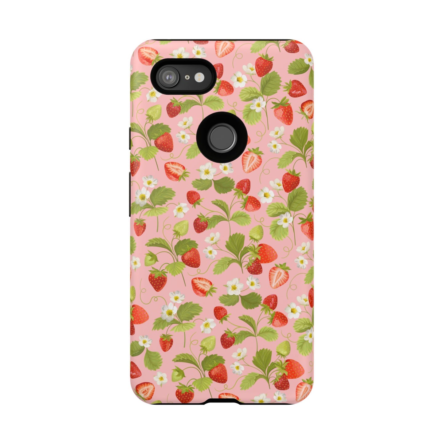 Strawberry Floral Tough Case - Cute Berry Pattern Phone Cover