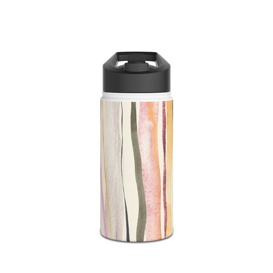 Stylish Stainless Steel Water Bottle - Artistic Striped Design