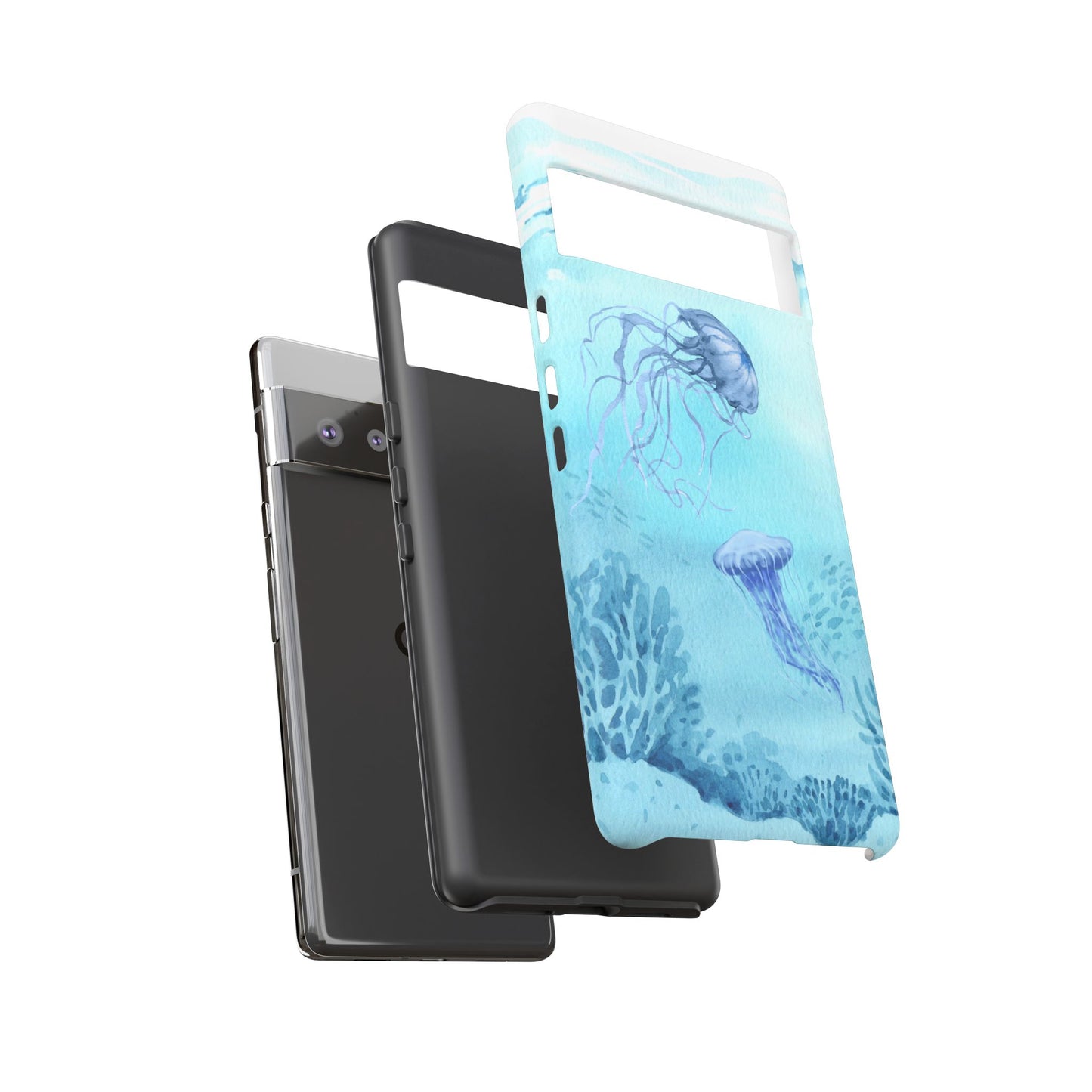 Ocean-Inspired Tough Phone Case with Jellyfish Design