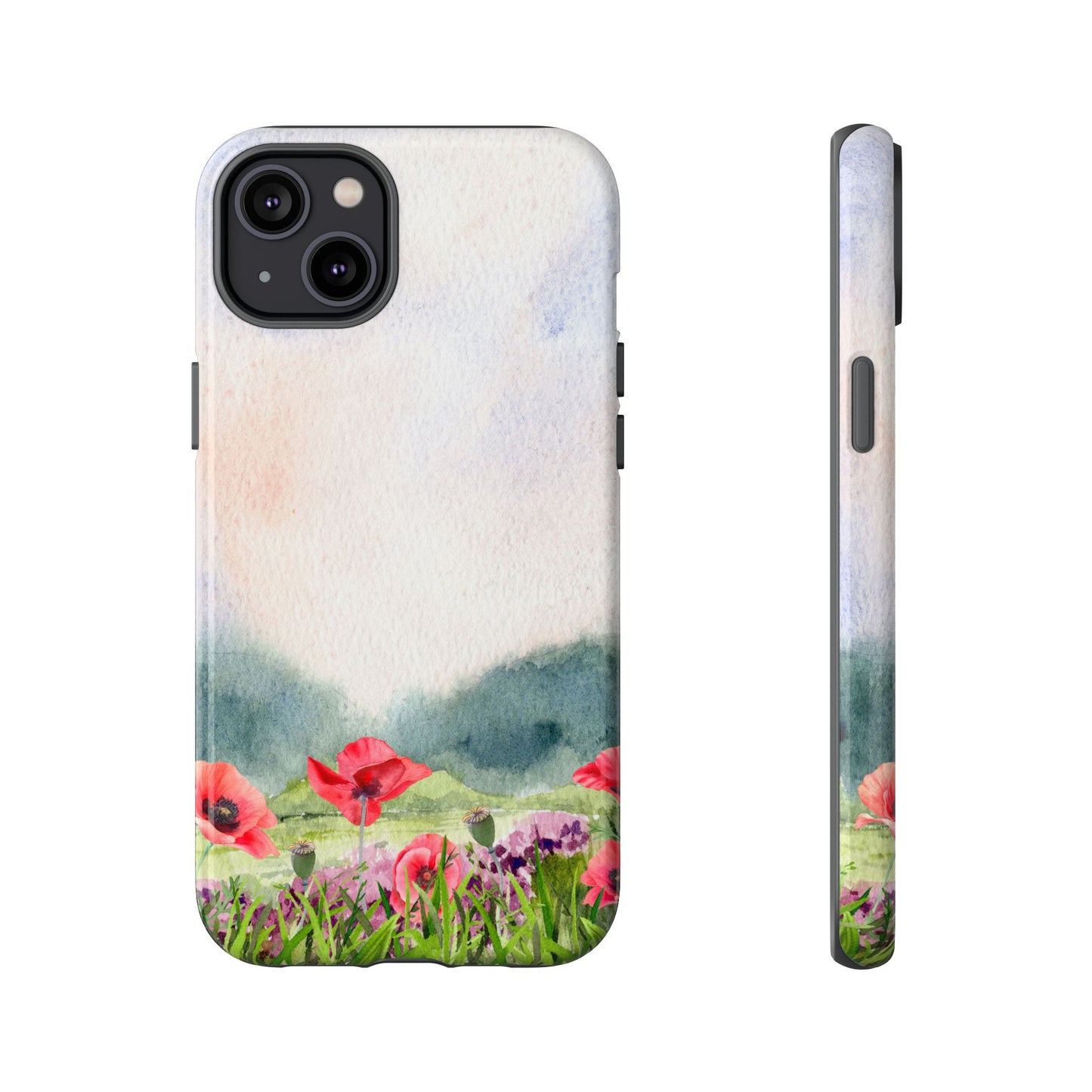 Floral Tough Phone Case – Watercolor Poppy Design for Nature Lovers