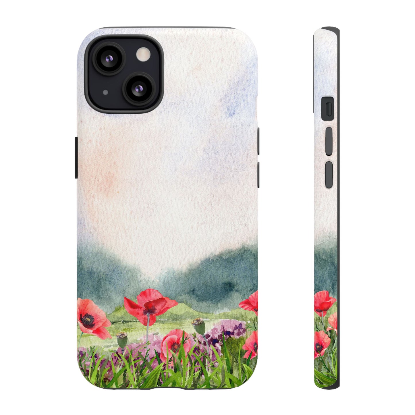 Floral Tough Phone Case – Watercolor Poppy Design for Nature Lovers