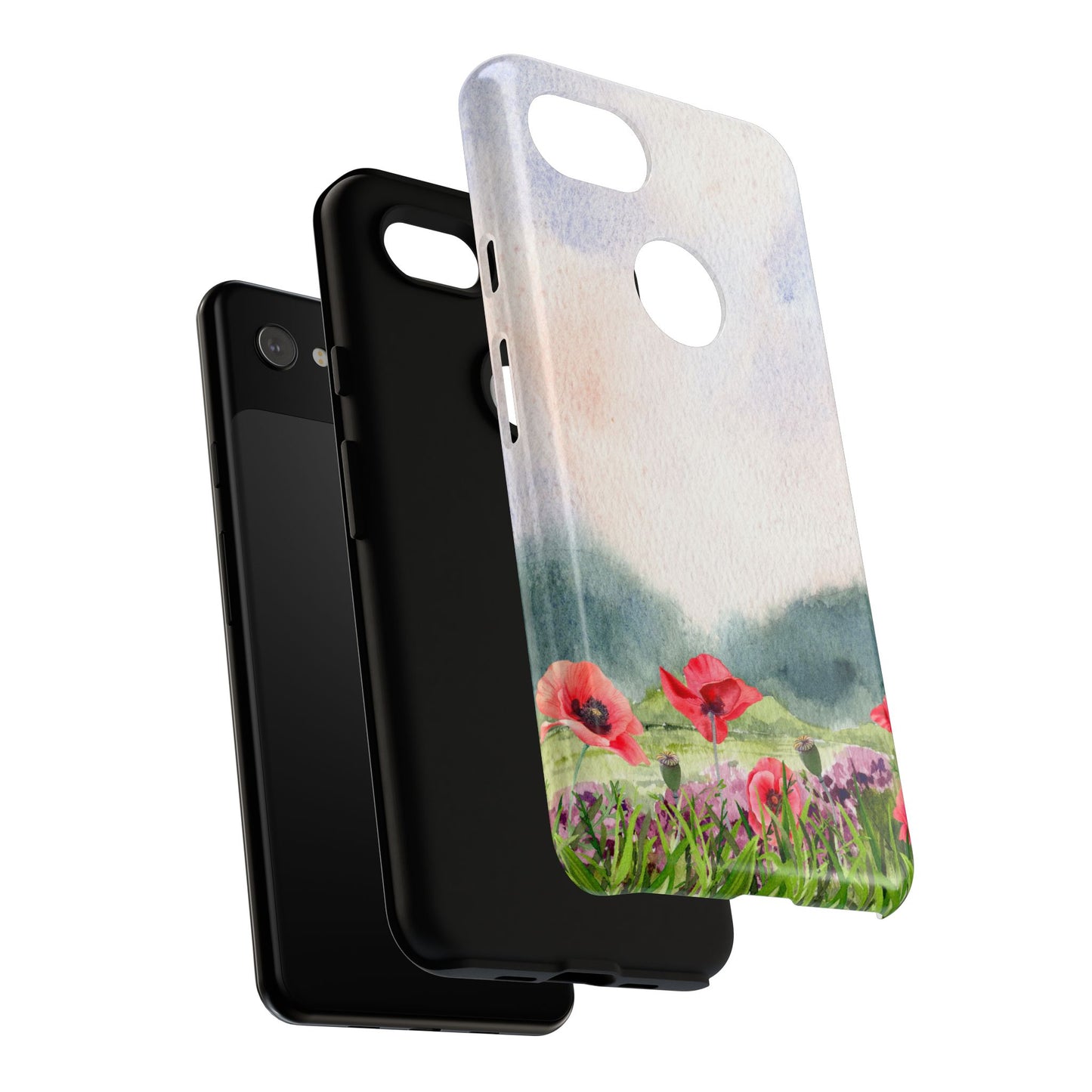 Floral Tough Phone Case – Watercolor Poppy Design for Nature Lovers