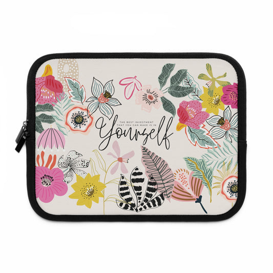 Floral Laptop Sleeve - "Yourself" Design - Stylish & Protective Case