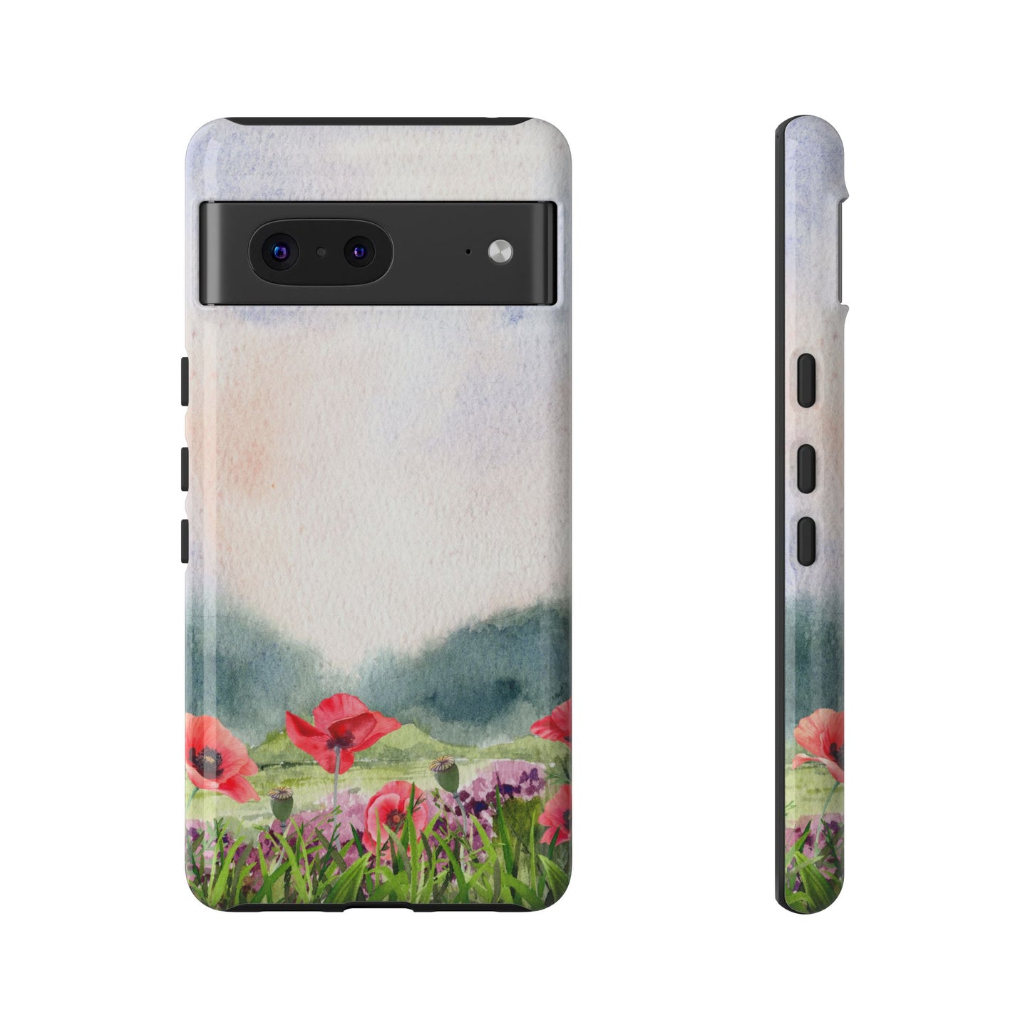 Floral Tough Phone Case – Watercolor Poppy Design for Nature Lovers