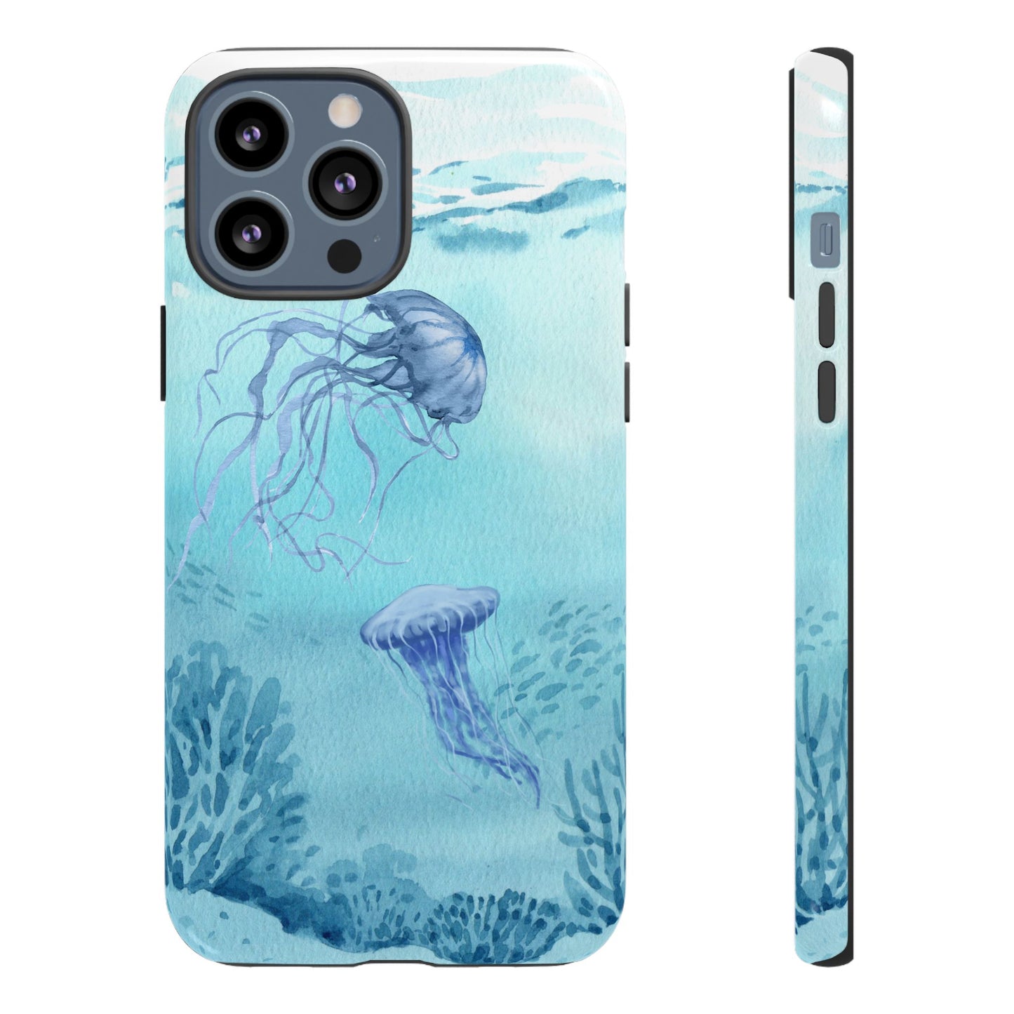 Ocean-Inspired Tough Phone Case with Jellyfish Design