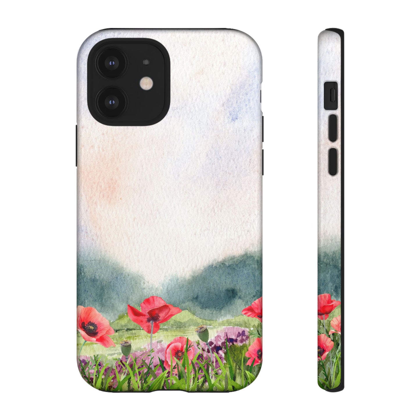 Floral Tough Phone Case – Watercolor Poppy Design for Nature Lovers