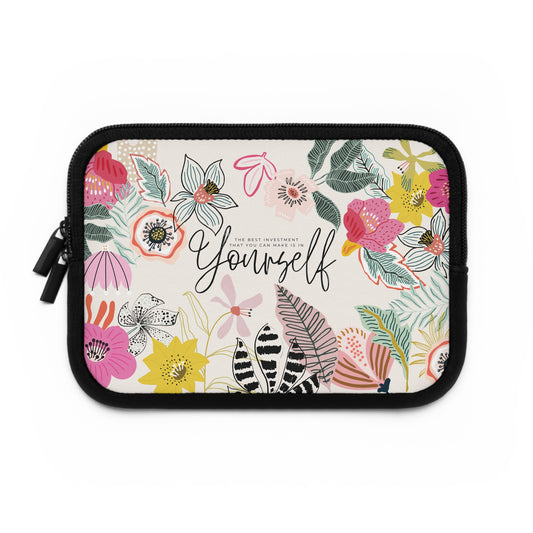 Floral Laptop Sleeve - "Yourself" Design - Stylish & Protective Case