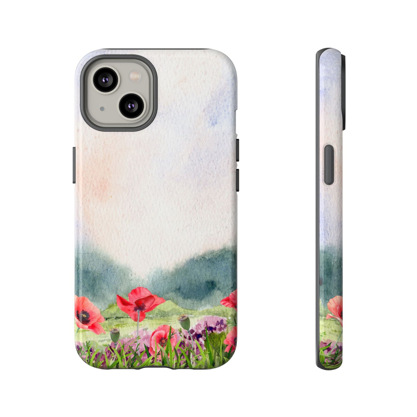 Floral Tough Phone Case – Watercolor Poppy Design for Nature Lovers