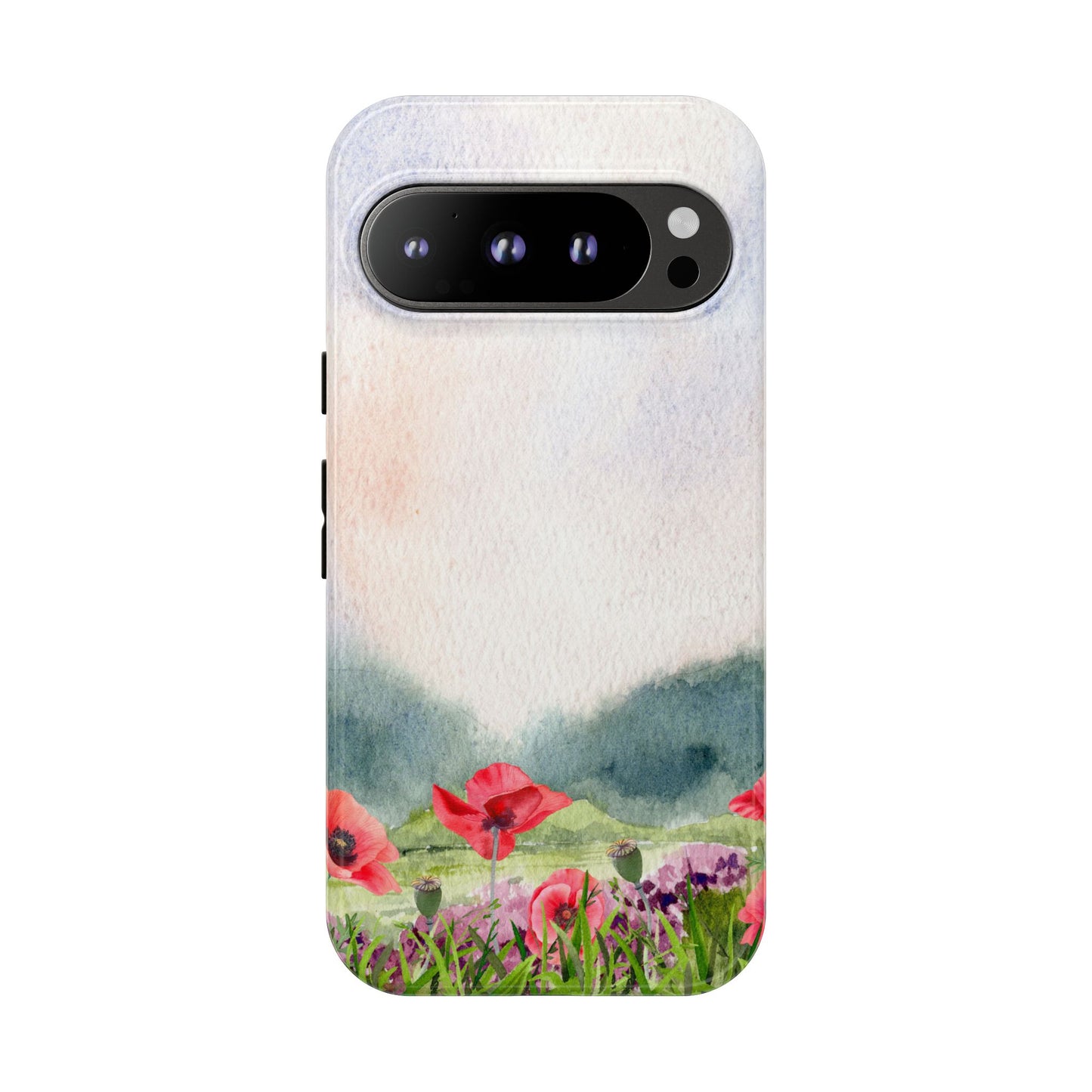 Floral Tough Phone Case – Watercolor Poppy Design for Nature Lovers