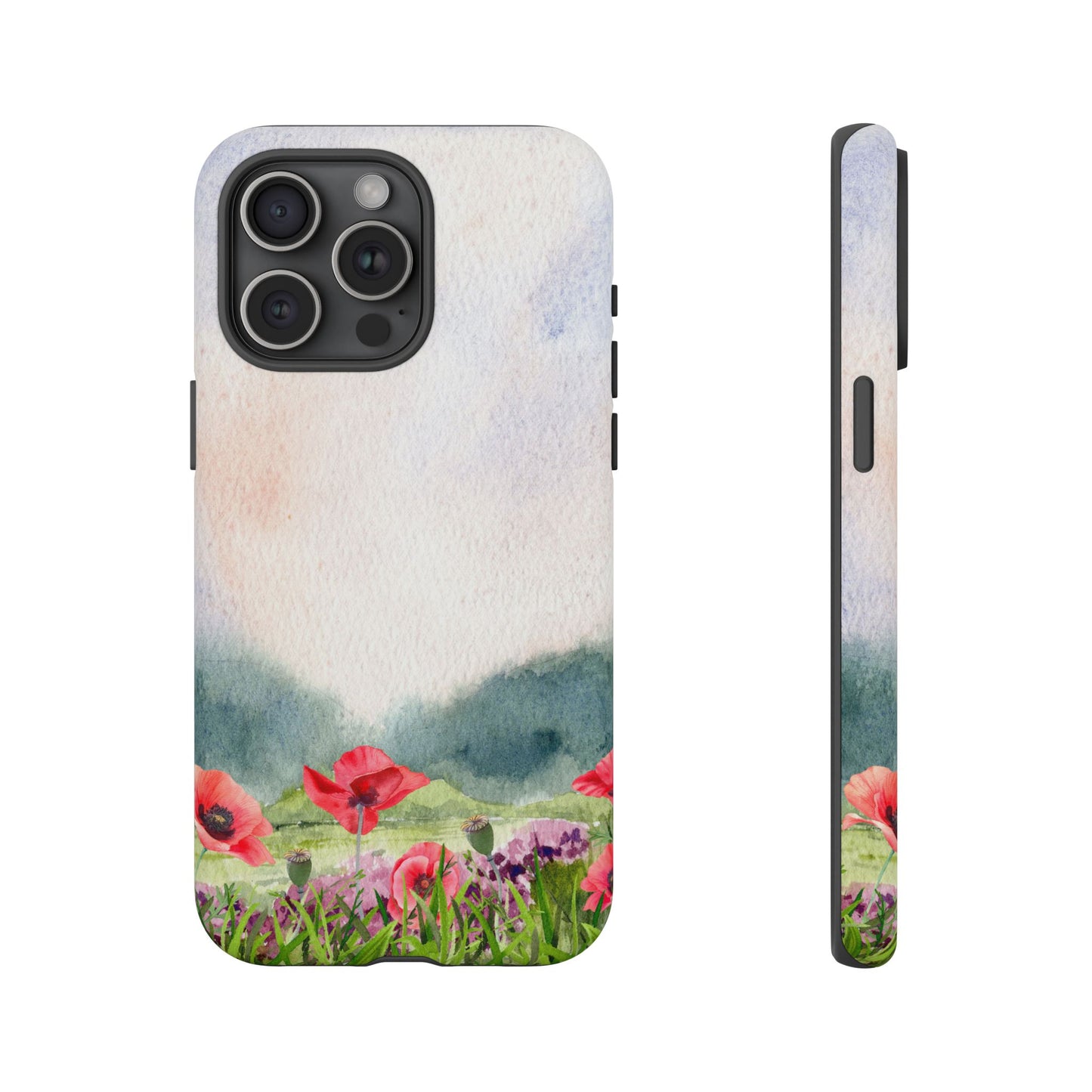 Floral Tough Phone Case – Watercolor Poppy Design for Nature Lovers