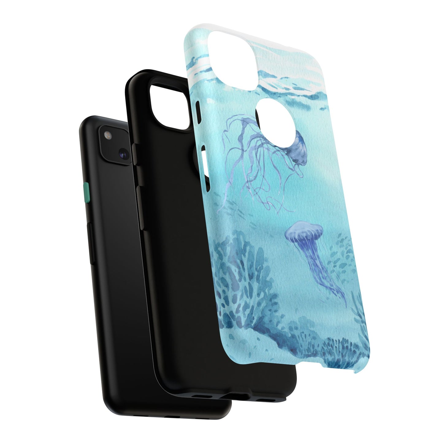 Ocean-Inspired Tough Phone Case with Jellyfish Design