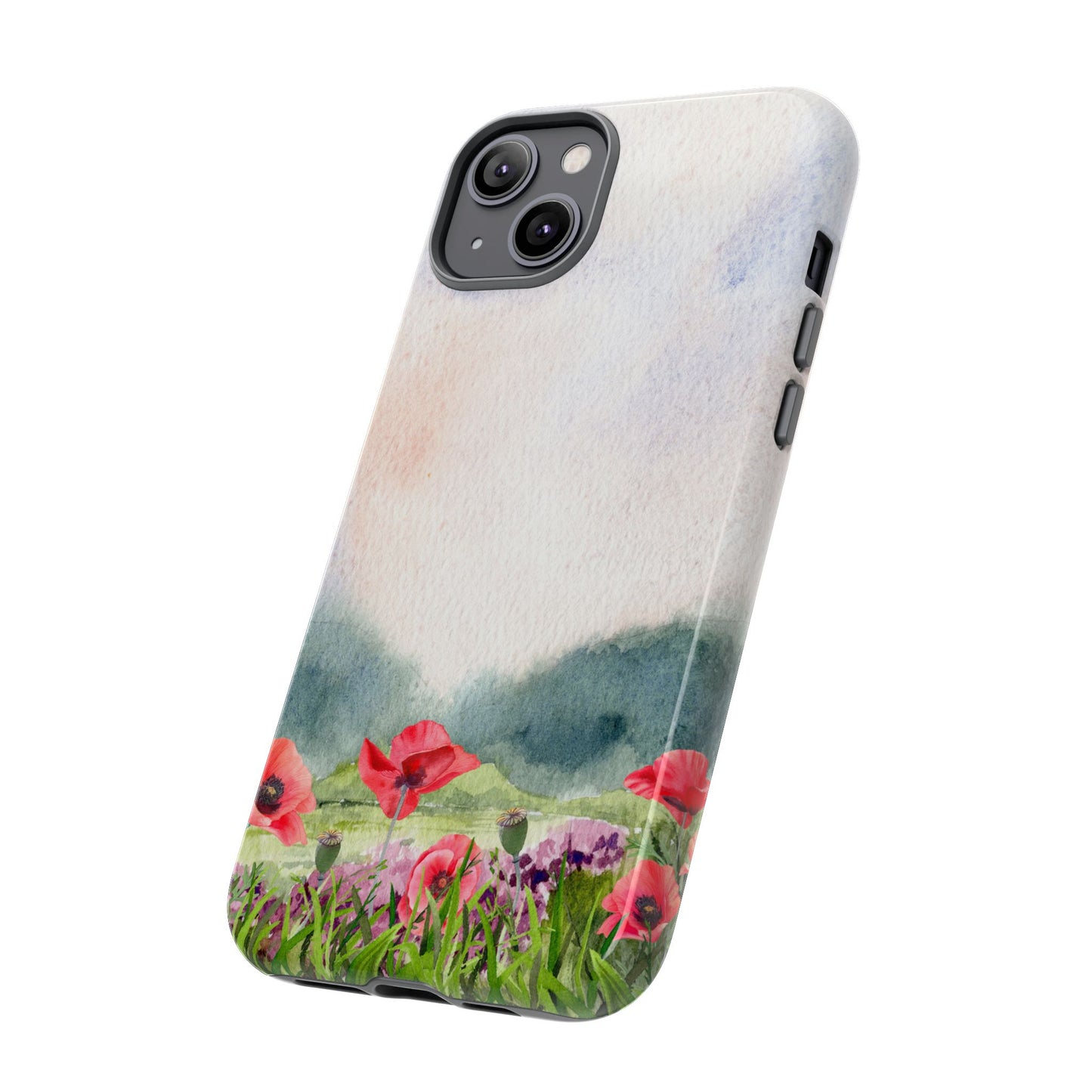 Floral Tough Phone Case – Watercolor Poppy Design for Nature Lovers