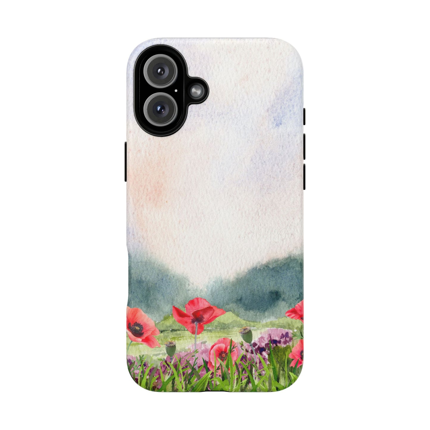 Floral Tough Phone Case – Watercolor Poppy Design for Nature Lovers