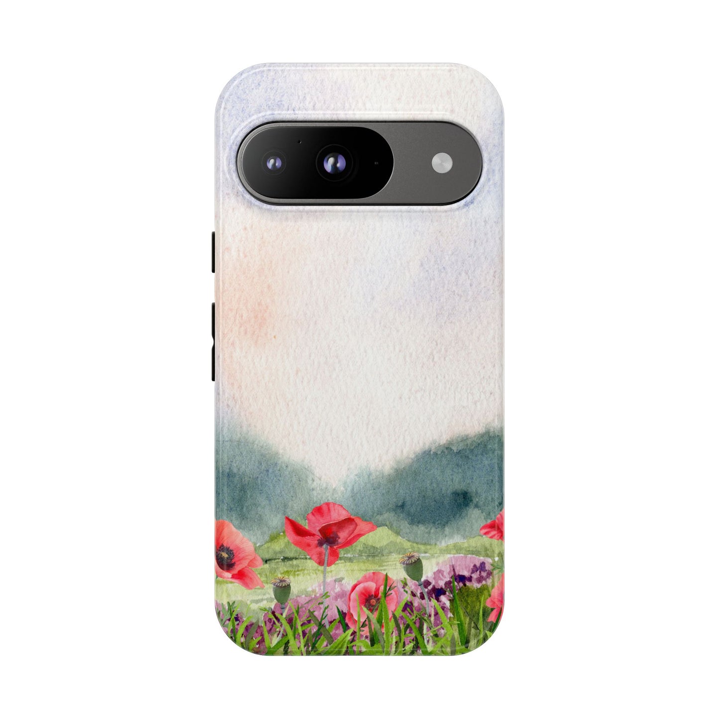 Floral Tough Phone Case – Watercolor Poppy Design for Nature Lovers