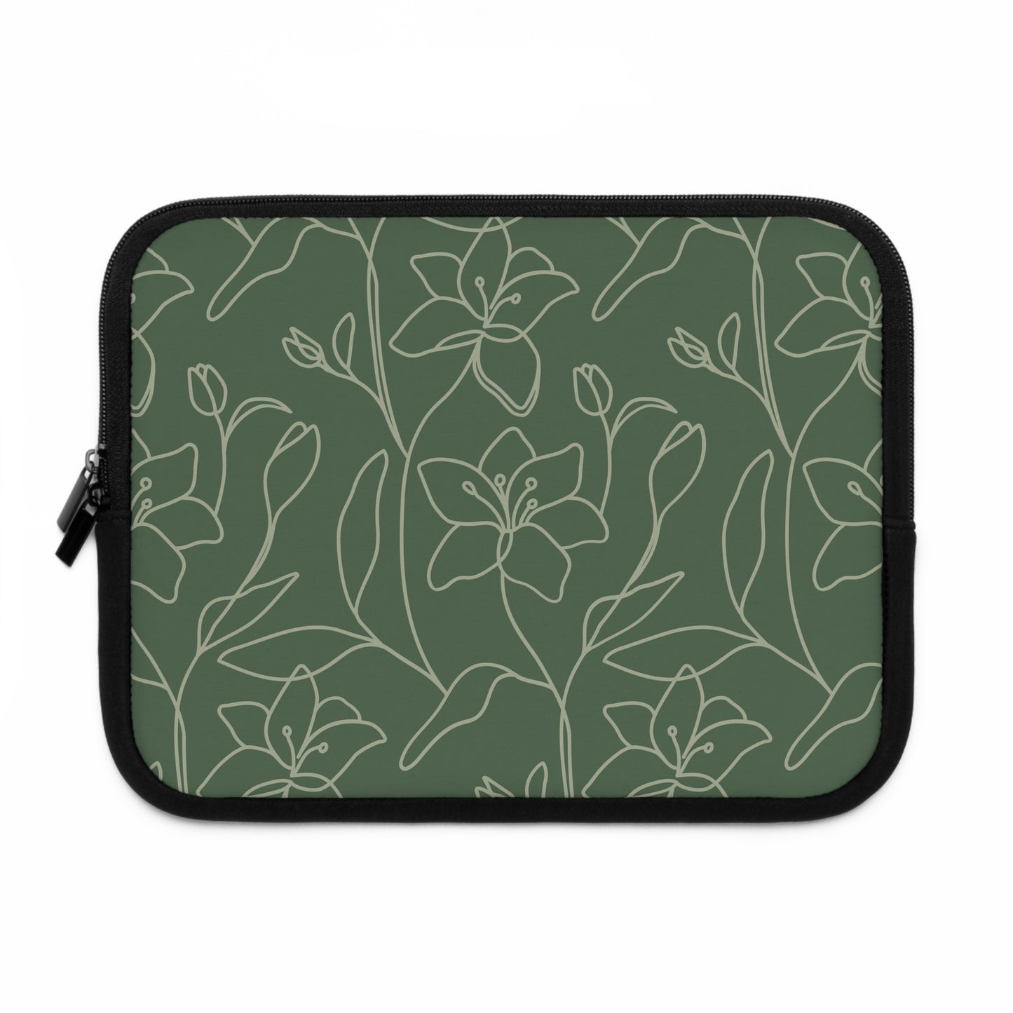 Floral Laptop Sleeve - Elegant Green Design for Stylish Protection