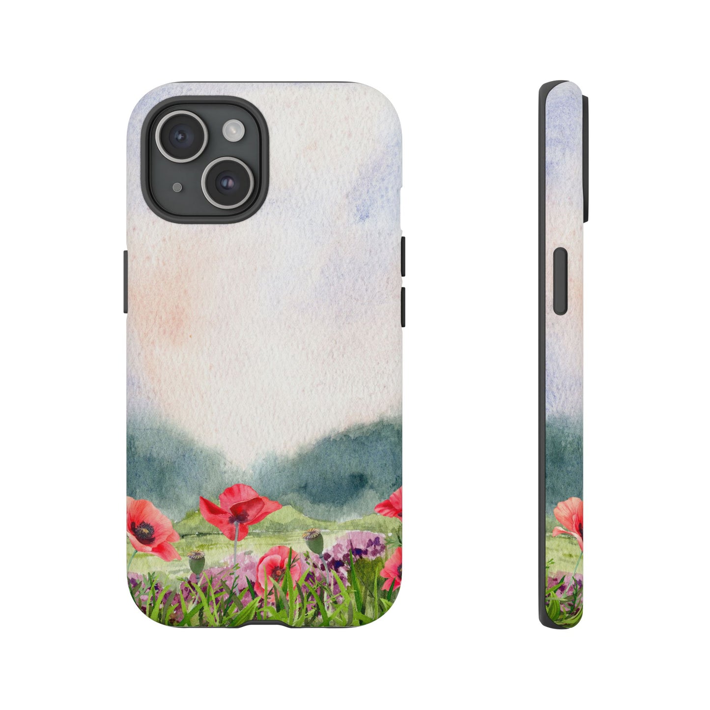 Floral Tough Phone Case – Watercolor Poppy Design for Nature Lovers