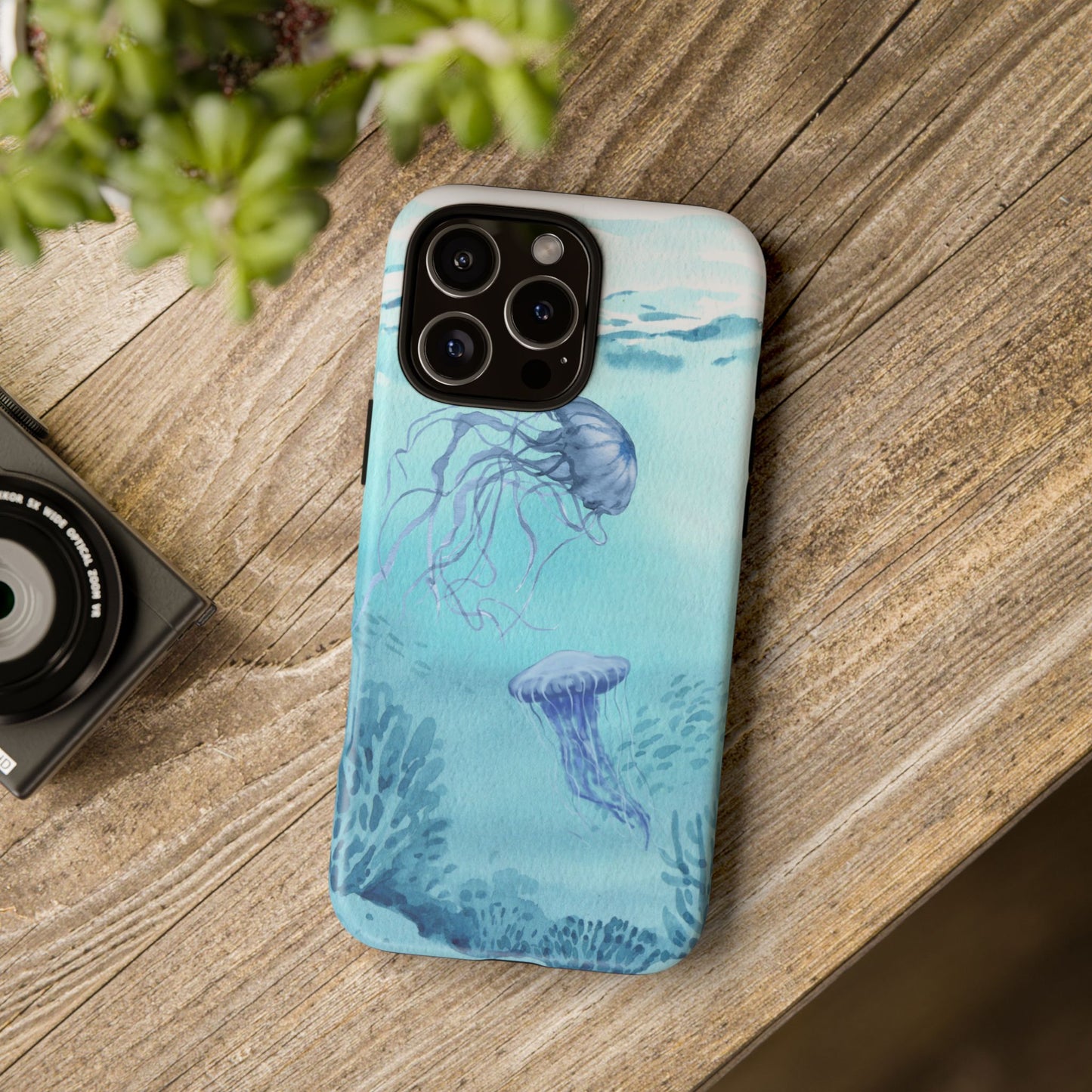 Ocean-Inspired Tough Phone Case with Jellyfish Design