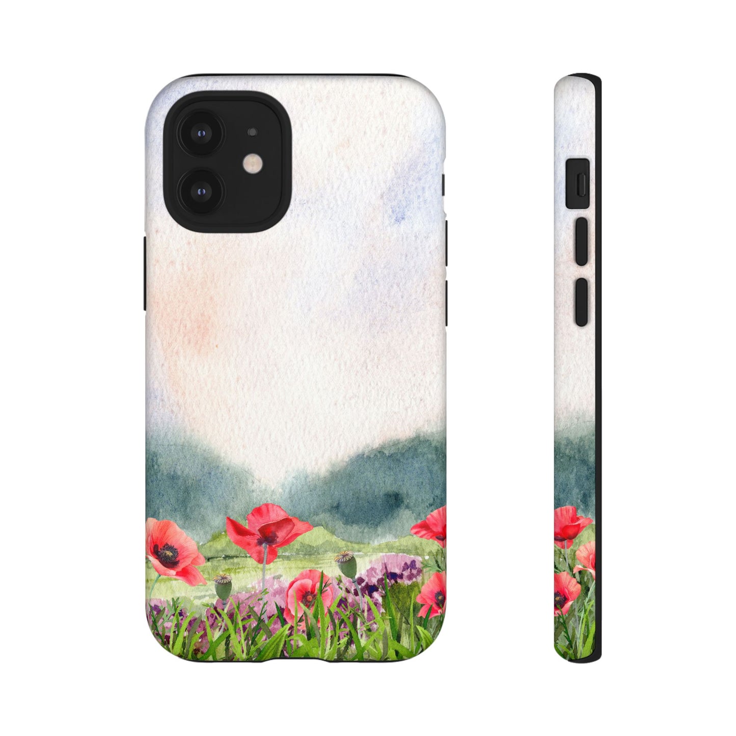 Floral Tough Phone Case – Watercolor Poppy Design for Nature Lovers