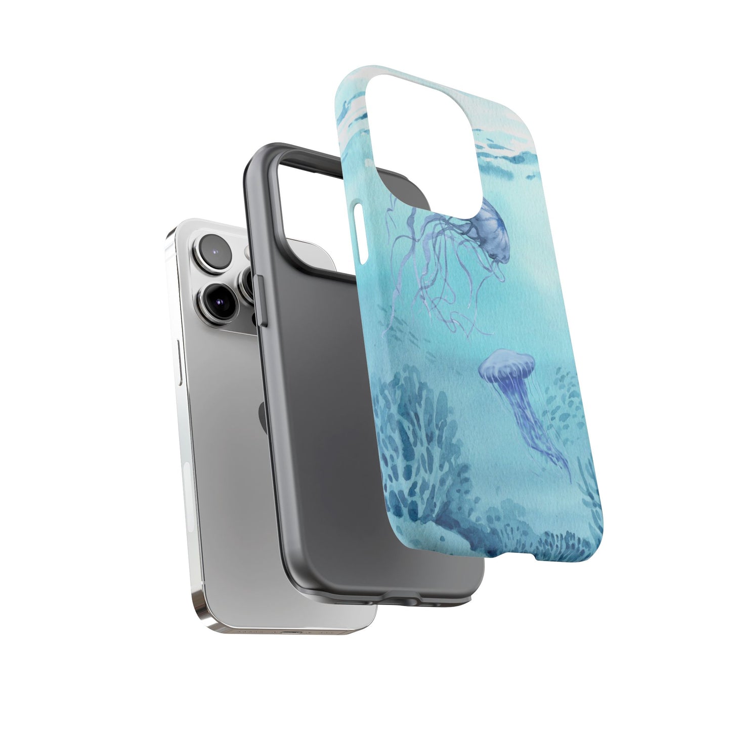 Ocean-Inspired Tough Phone Case with Jellyfish Design