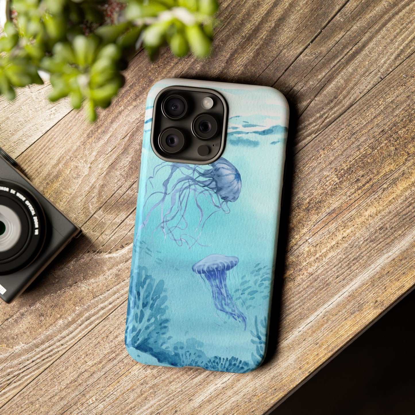 Ocean-Inspired Tough Phone Case with Jellyfish Design