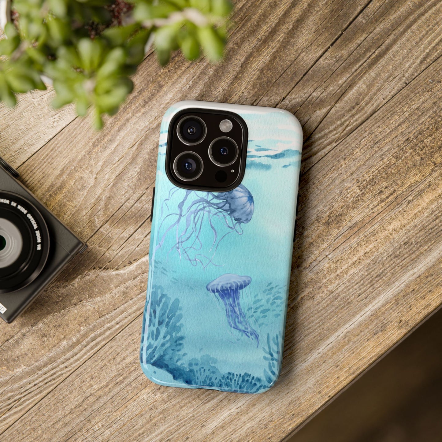 Ocean-Inspired Tough Phone Case with Jellyfish Design