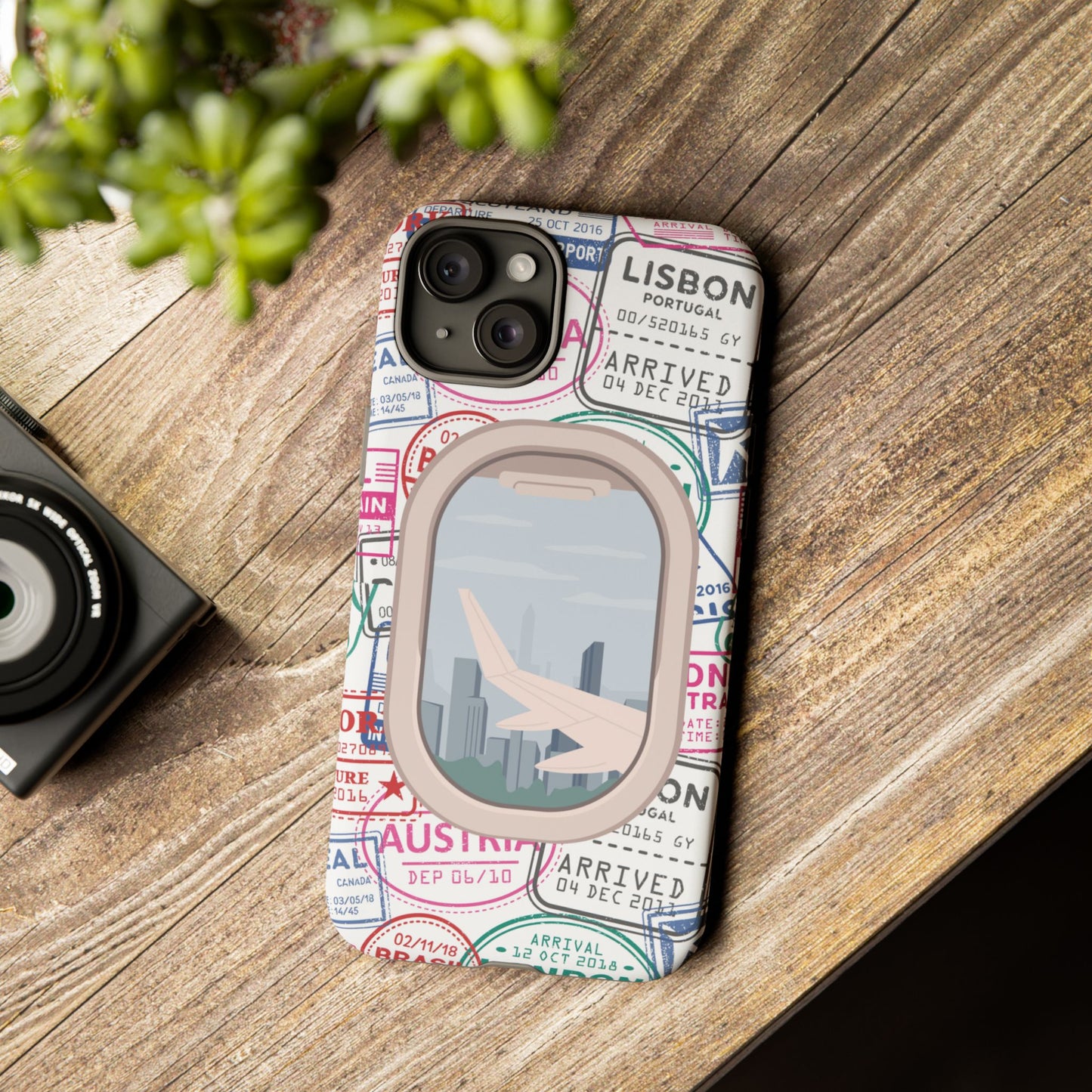 Travel-Themed Phone Case with Airplane Design