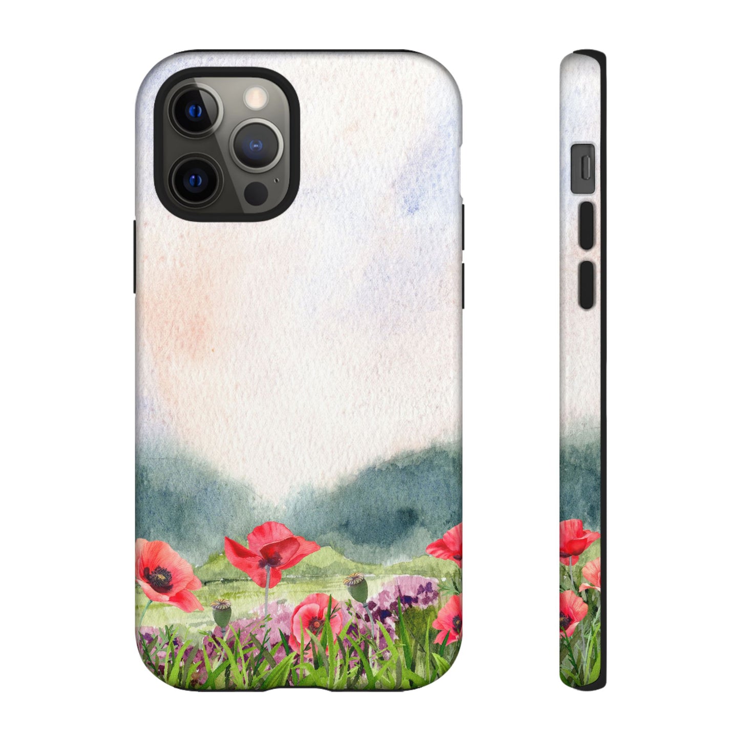 Floral Tough Phone Case – Watercolor Poppy Design for Nature Lovers