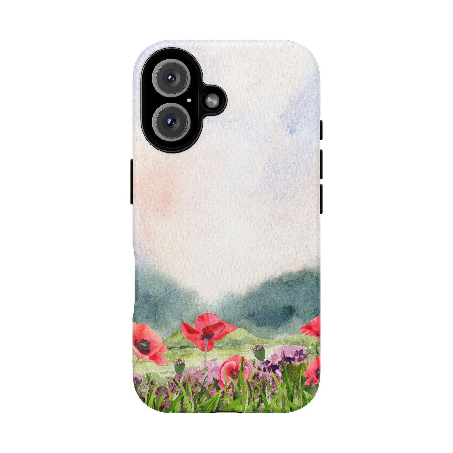Floral Tough Phone Case – Watercolor Poppy Design for Nature Lovers