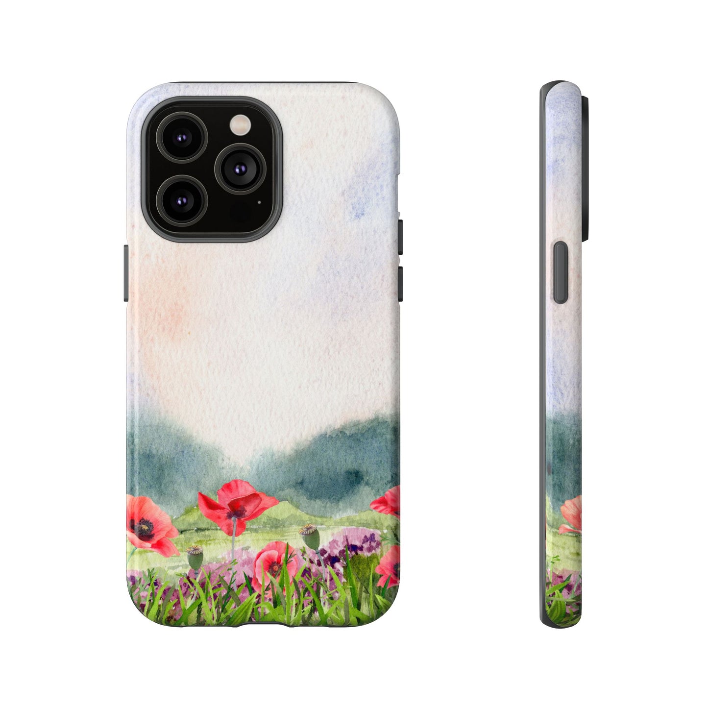 Floral Tough Phone Case – Watercolor Poppy Design for Nature Lovers