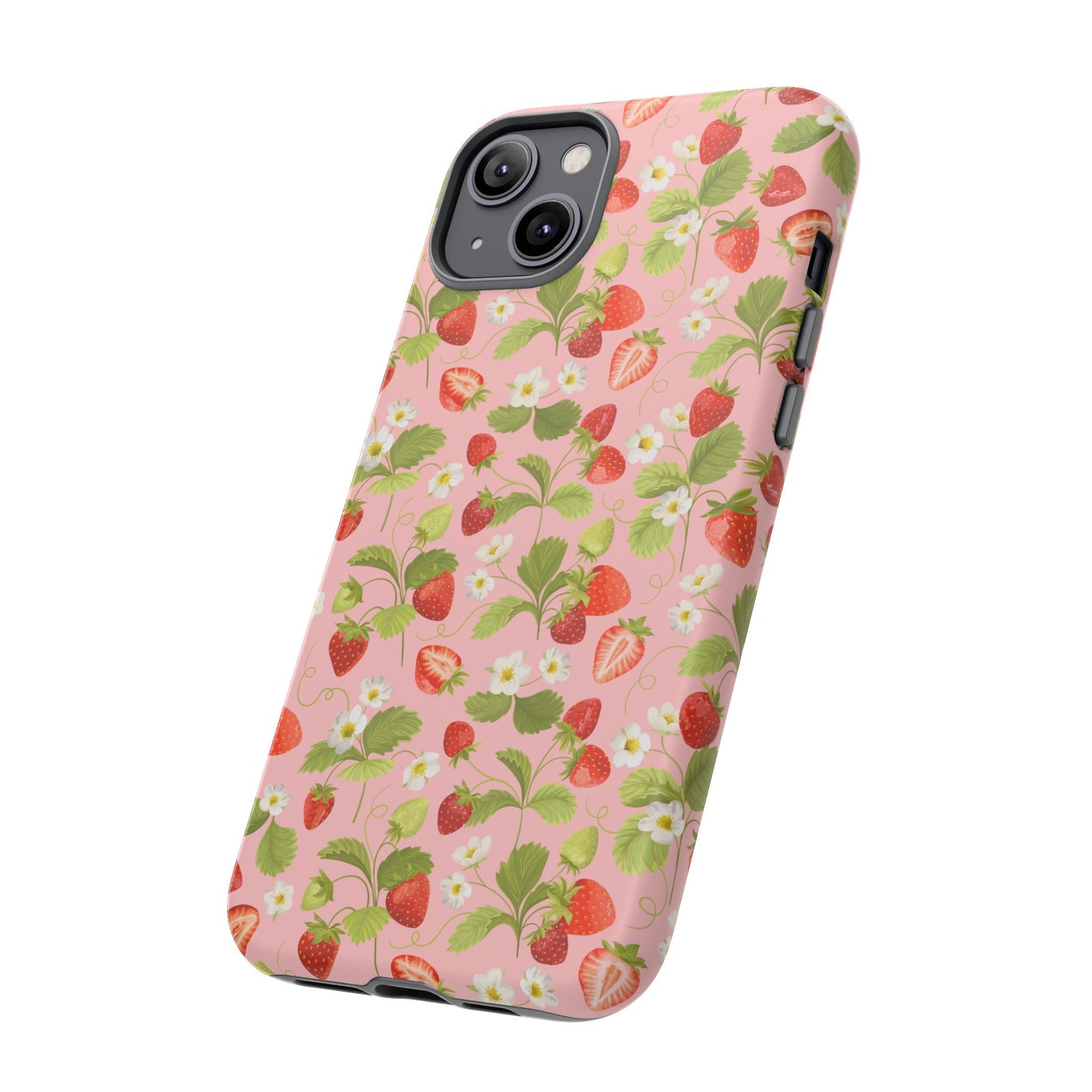 Strawberry Floral Tough Case - Cute Berry Pattern Phone Cover