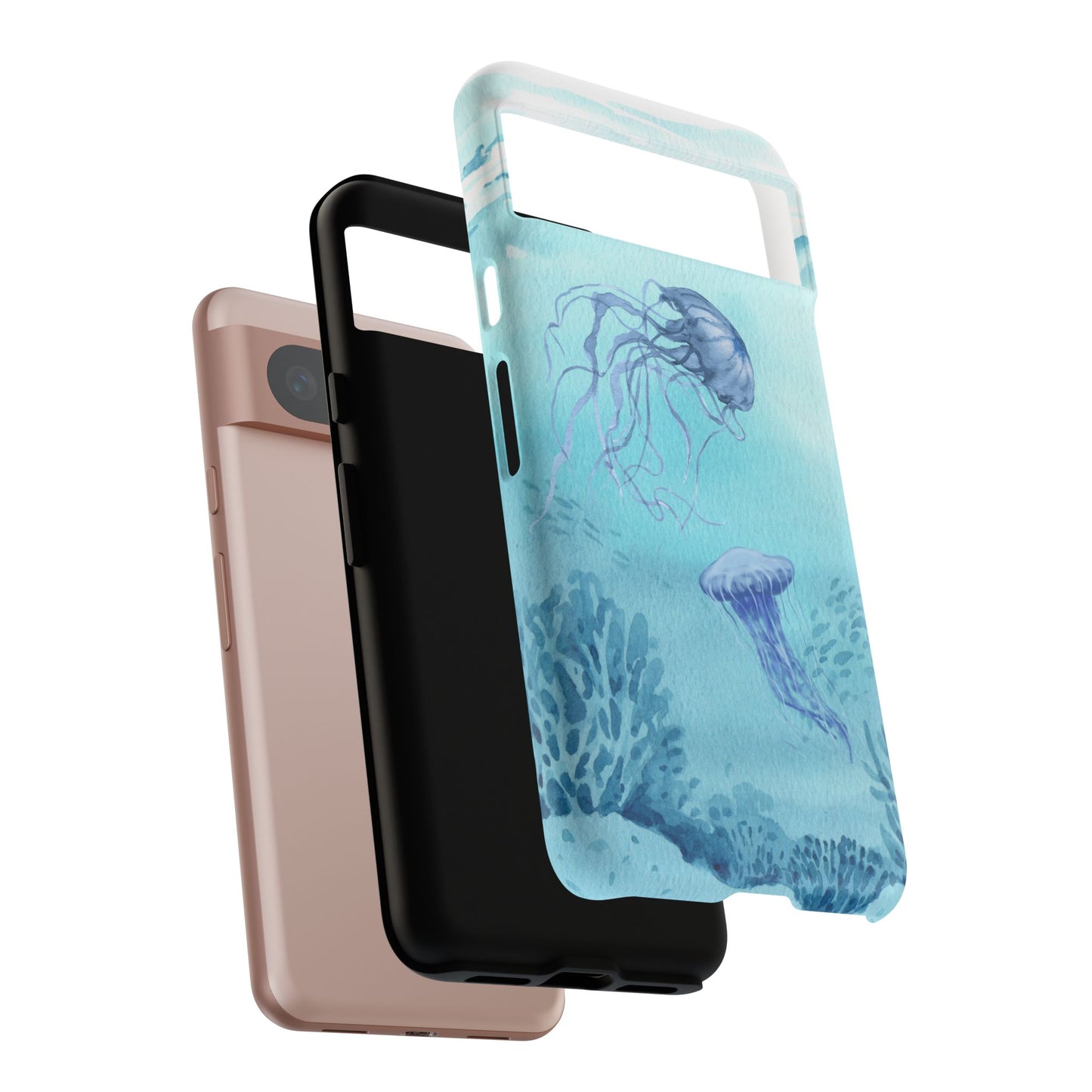 Ocean-Inspired Tough Phone Case with Jellyfish Design
