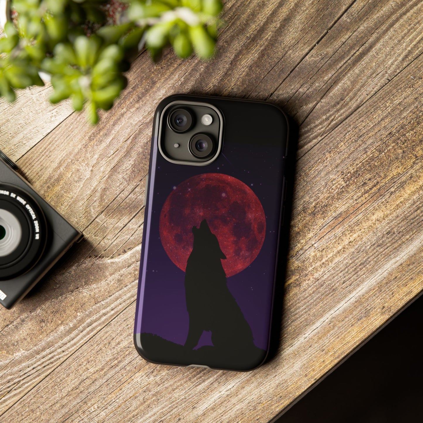 Wolf Howling at Blood Moon Phone Case - Tough & Stylish Protector