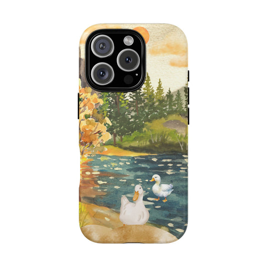 Artistic Phone Case with Ducks and Nature Scene