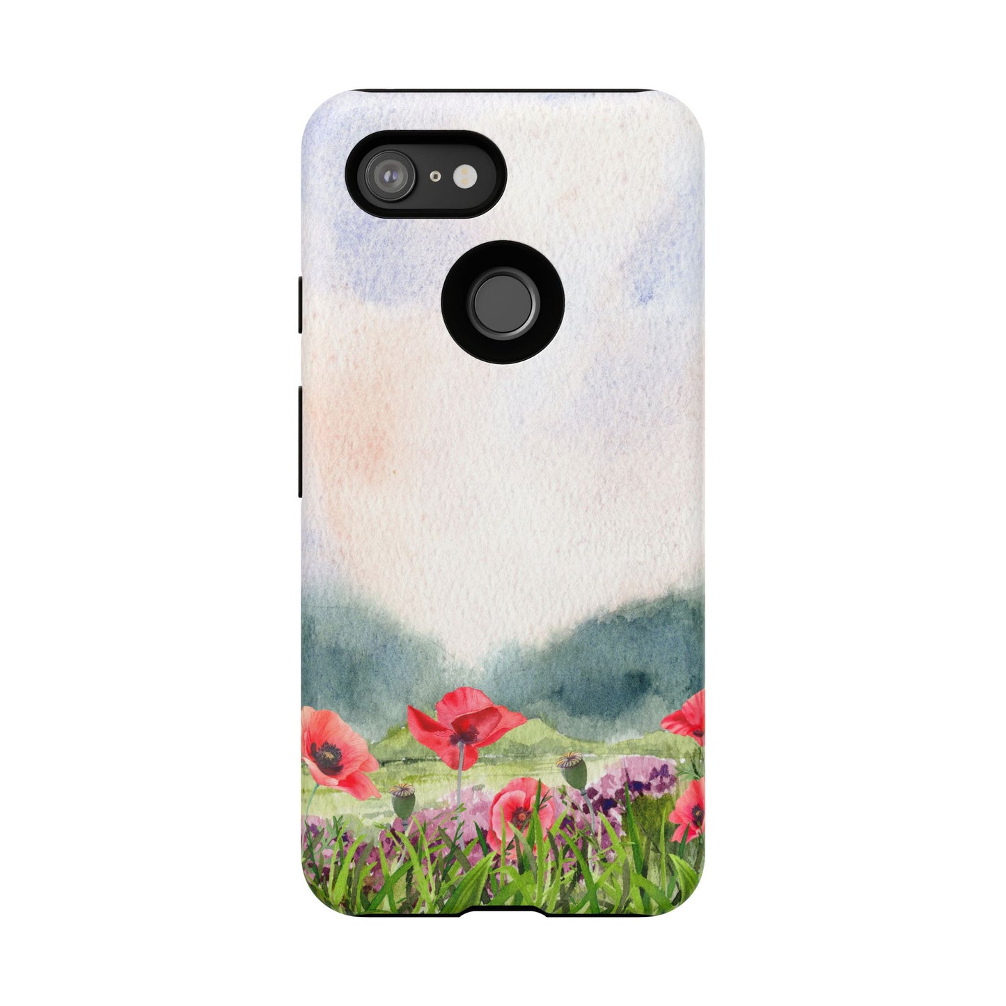 Floral Tough Phone Case – Watercolor Poppy Design for Nature Lovers