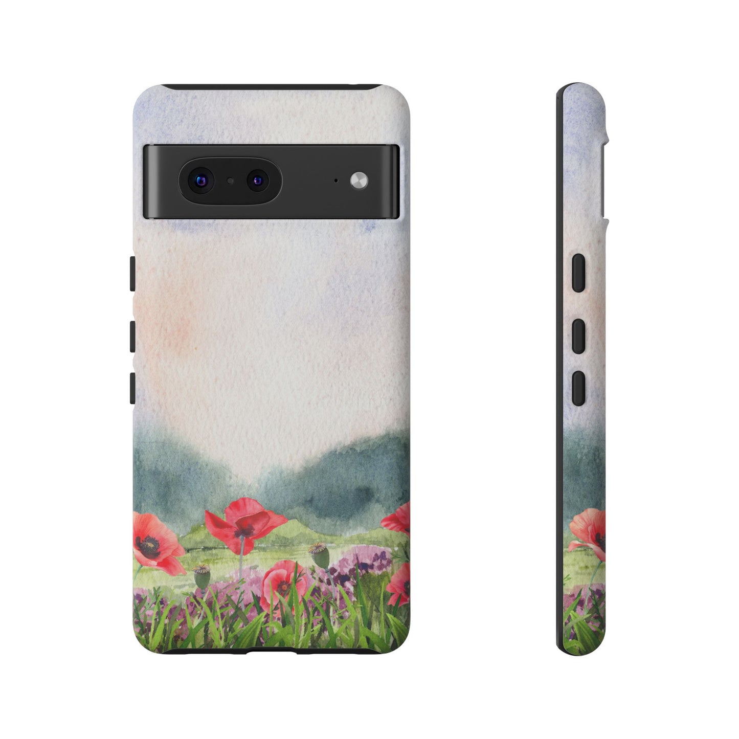 Floral Tough Phone Case – Watercolor Poppy Design for Nature Lovers