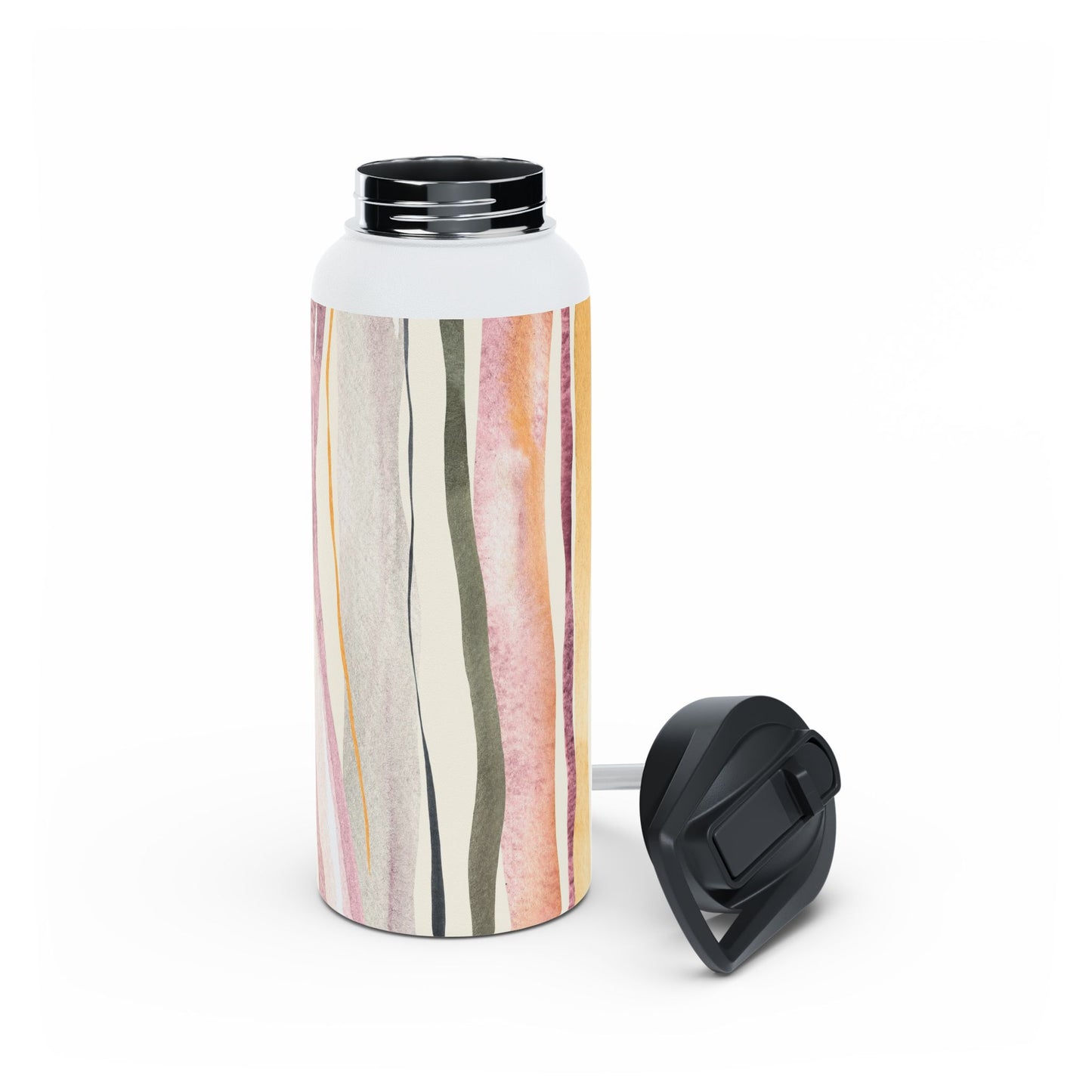 Stylish Stainless Steel Water Bottle - Artistic Striped Design