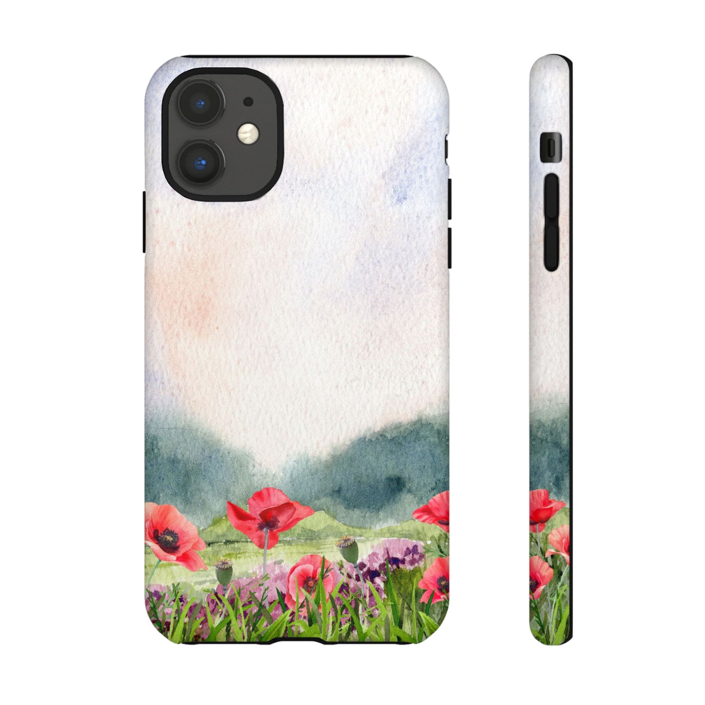 Floral Tough Phone Case – Watercolor Poppy Design for Nature Lovers