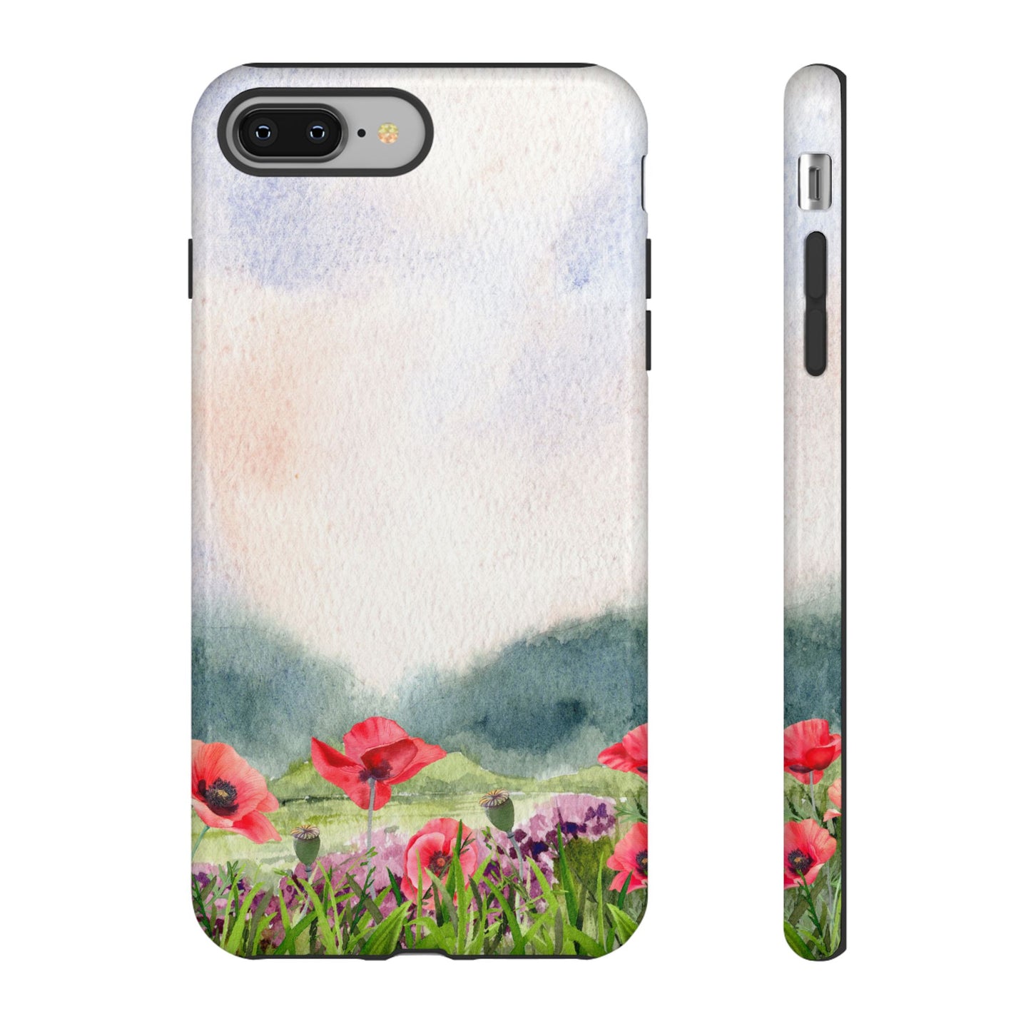 Floral Tough Phone Case – Watercolor Poppy Design for Nature Lovers