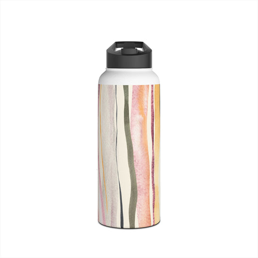 Stylish Stainless Steel Water Bottle - Artistic Striped Design
