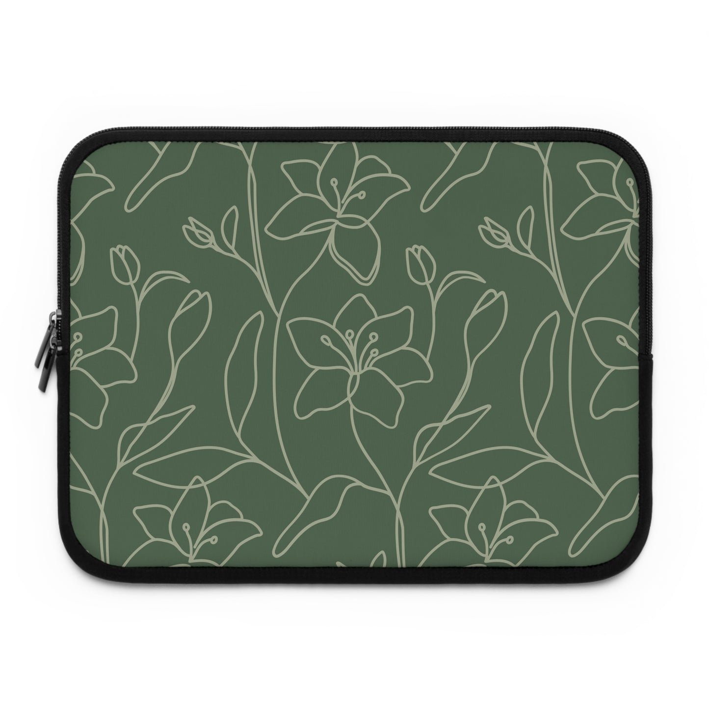 Floral Laptop Sleeve - Elegant Green Design for Stylish Protection