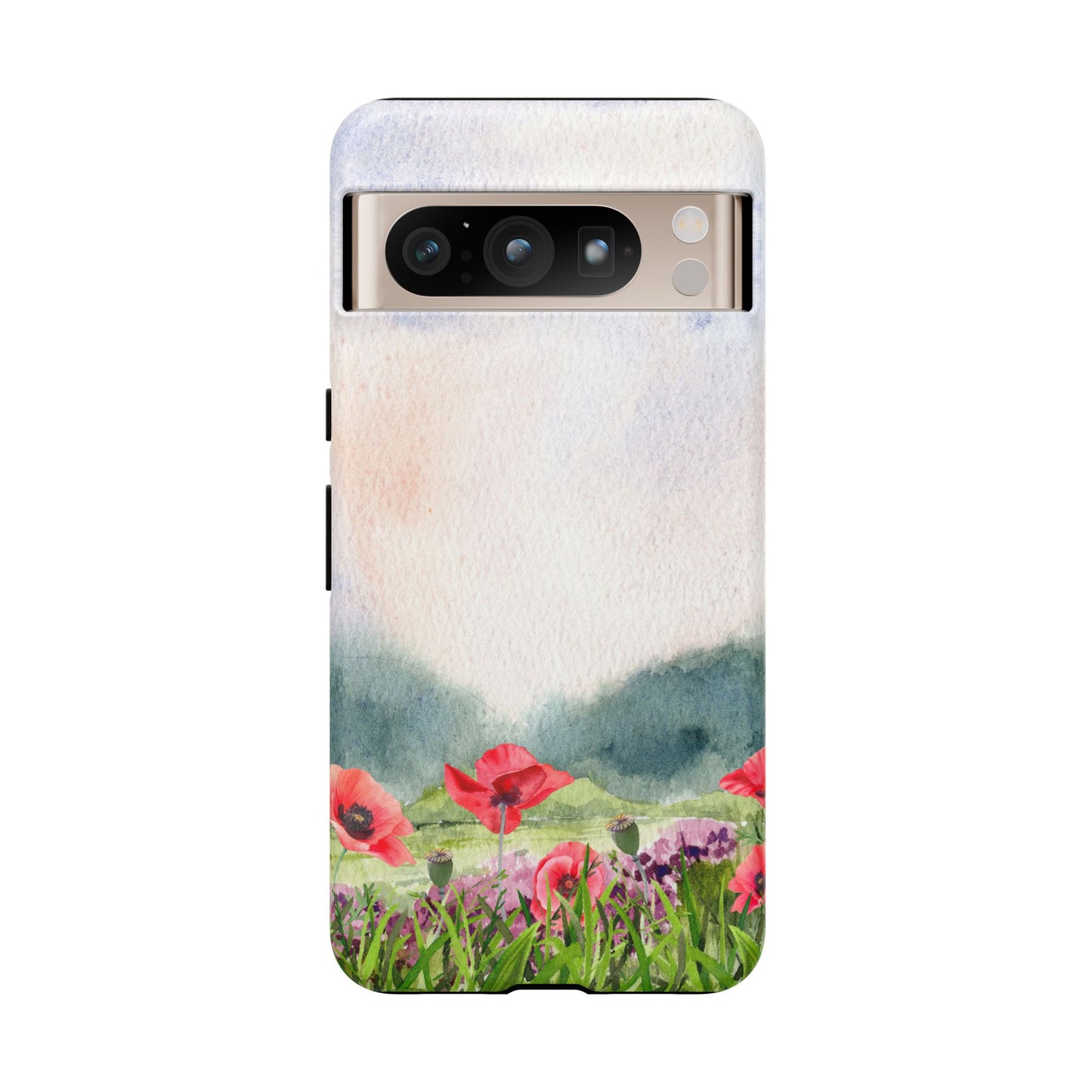 Floral Tough Phone Case – Watercolor Poppy Design for Nature Lovers