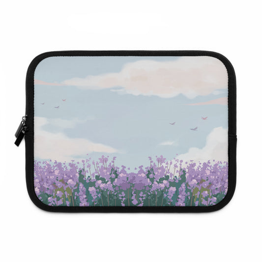 Floral Laptop Sleeve - Lavender Sky Design for Nature Lovers