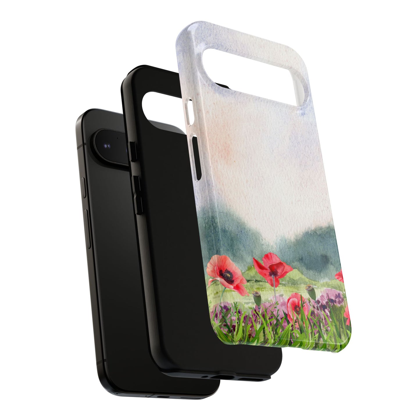 Floral Tough Phone Case – Watercolor Poppy Design for Nature Lovers
