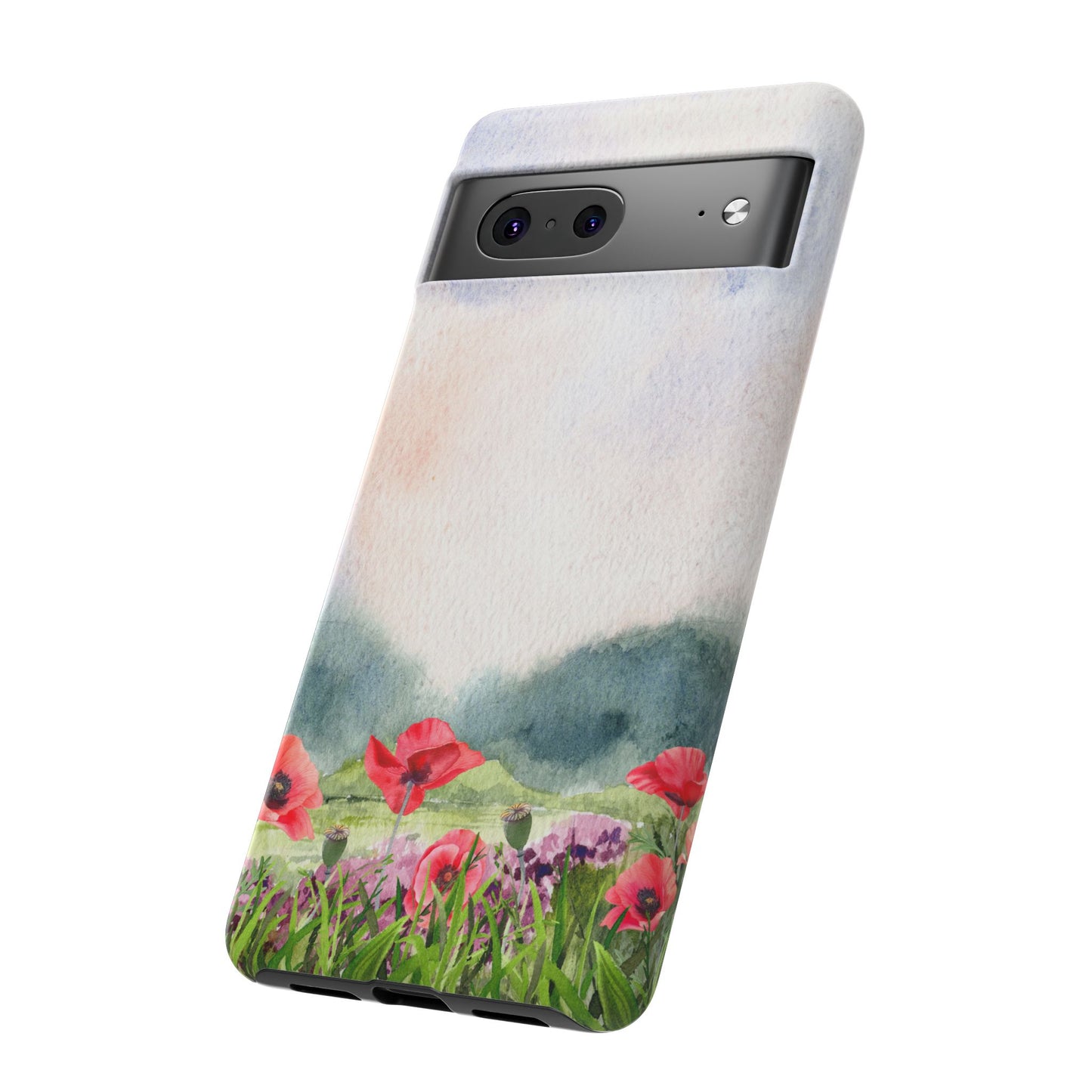 Floral Tough Phone Case – Watercolor Poppy Design for Nature Lovers