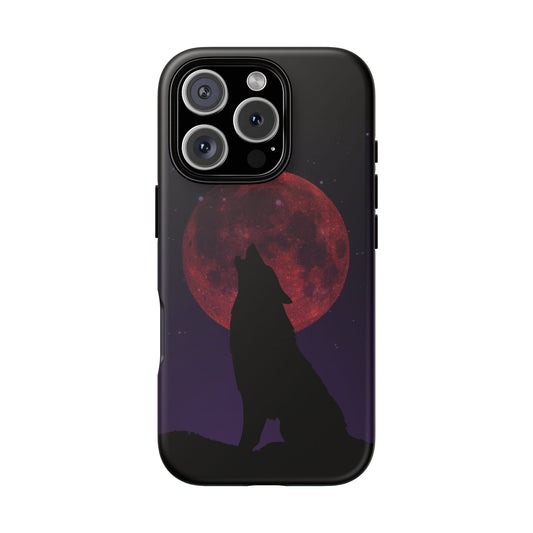 Wolf Howling at Blood Moon Phone Case - Tough & Stylish Protector